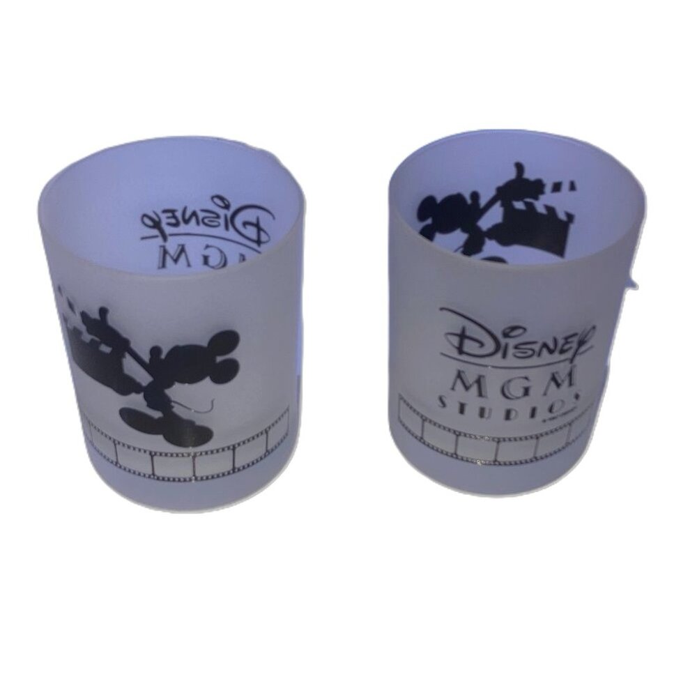 Disney MGM Studios 1987 Movie Director MICKEY Mouse Glass Tumblers Set of 2